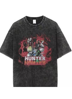 New Anime Printed T-shirt Short Sleeves 220g Cotton Men Womens Top Dull Black Crew Neck Anime Shirt 10