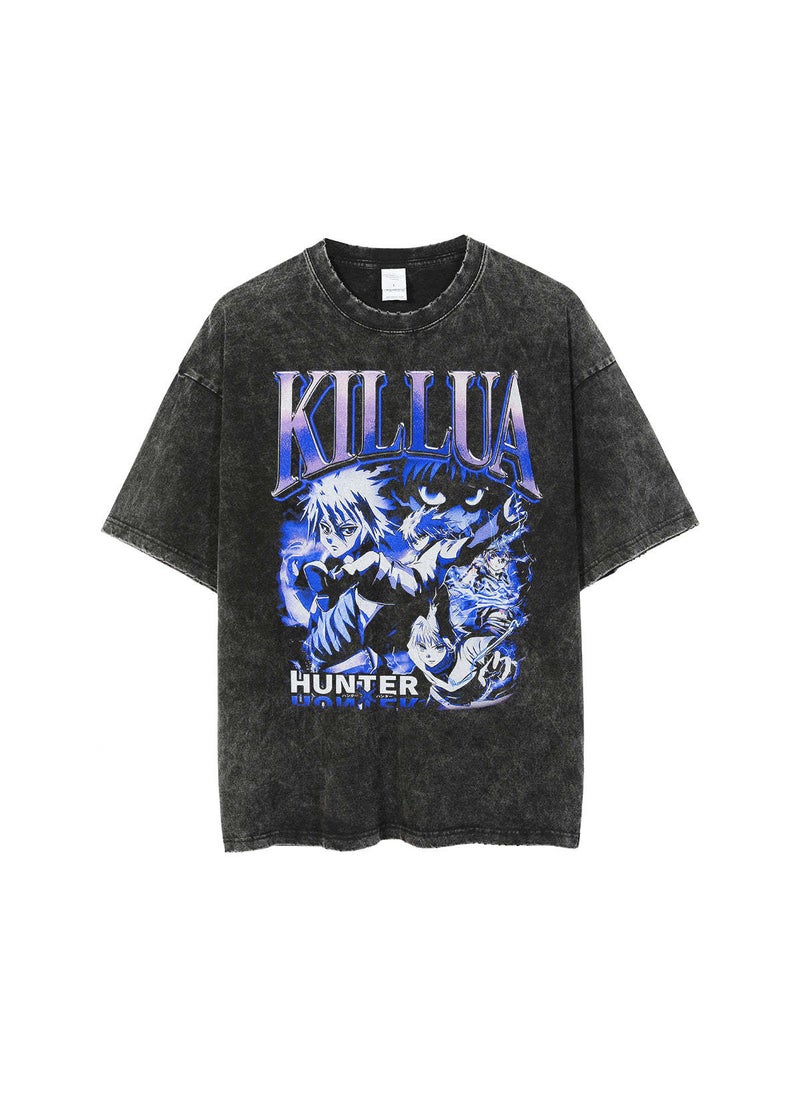 Generic - New Anime Printed T-shirt Short Sleeves 220g Cotton Men Womens Top Dull Black Crew Neck Anime Shirt 10 - Image 1