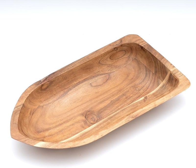 GUTE Rowboat Serving Bowl Boat Salad Bowl approx 16 L x 6 W x 5 H 50 fl oz Capacity Long Wooden Single - Image 3