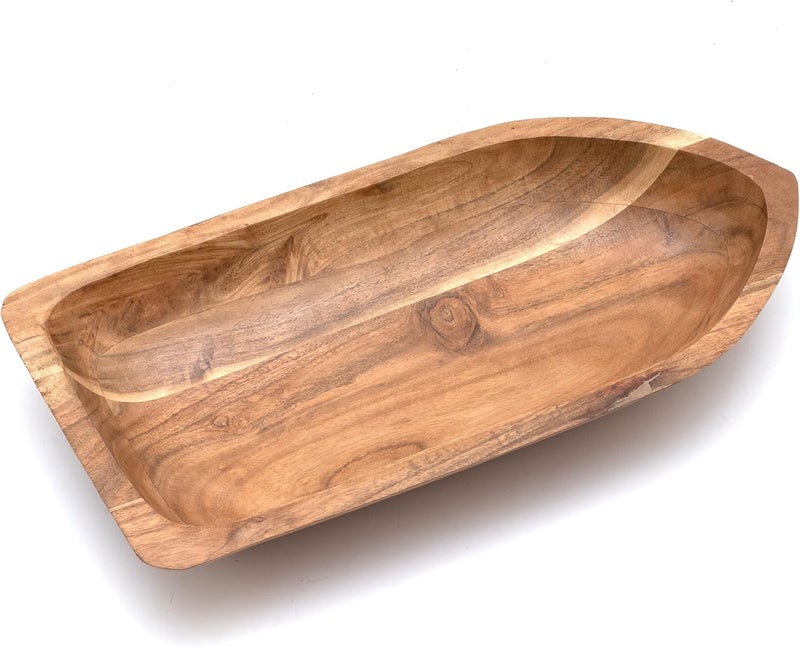 GUTE Rowboat Serving Bowl Boat Salad Bowl approx 16 L x 6 W x 5 H 50 fl oz Capacity Long Wooden Single - Image 2