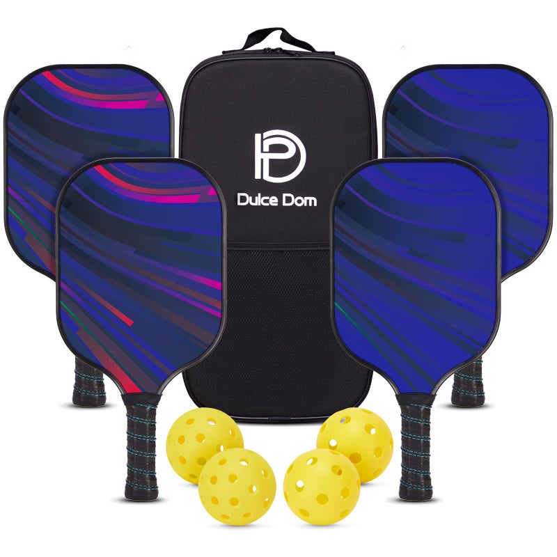 DULCE DOM Pickleball Paddles Set of 4, USAPA Approved Pickleball Paddles Rackets Set, 4 Lightweight Paddles with 4 Pickle Balls and Portable Bag for Beginners Indoor Outdoor Sports - Image 1