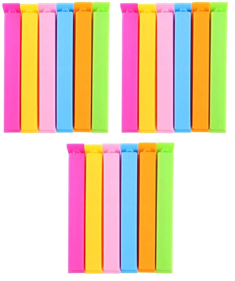 Anshri 3 Different Size Plastic Food Snack Bag Pouch Clip Sealer Large Medium Small Plastic Snack Seal Sealing Bag Clips Vacuum Sealer Set of 18 MultiColor - Image 1