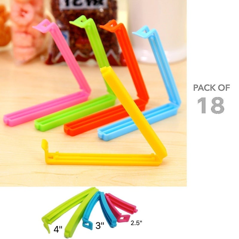 Anshri 3 Different Size Plastic Food Snack Bag Pouch Clip Sealer Large Medium Small Plastic Snack Seal Sealing Bag Clips Vacuum Sealer Set of 18 MultiColor - Image 3