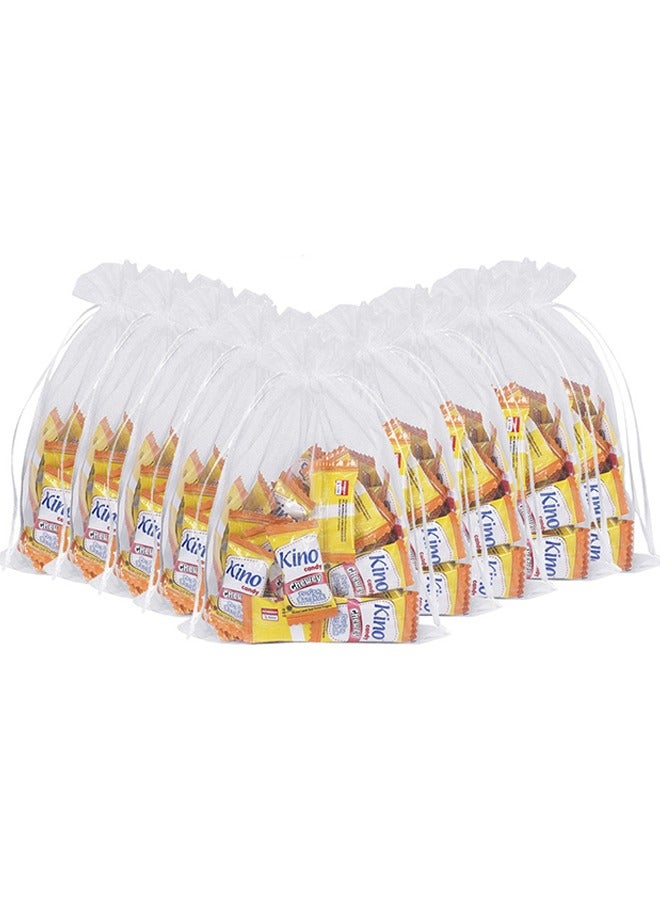 50 - الأورجانزا أكياس ، أكياس الهدايا مع سحب الحبل ، أبيض شفاف أكياس الهدايا ، وأكياس المجوهرات سحب الحبل ، هدايا الزفاف ، وأكياس الحلوى ، 10 سم × 15 سم - Image 1