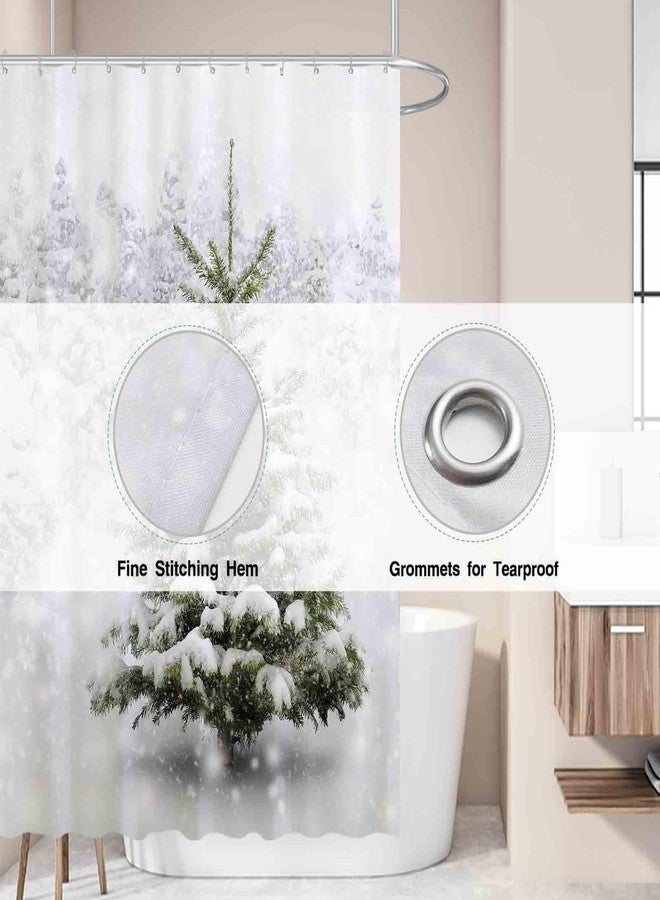 Allenjoy 72x72 inch Christmas Shower Curtain Set Natural Winter Forest Snowflake Snowfall Bathroom Curtain Durable Waterproof Fabric Bathtub Sets Home Decor - Image 3