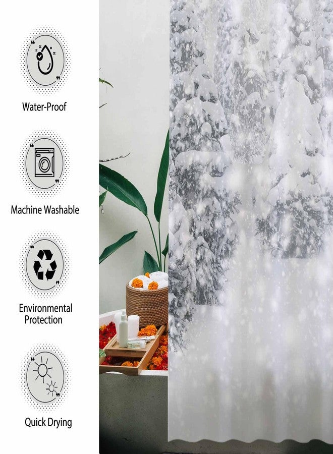 Allenjoy 72x72 inch Christmas Shower Curtain Set Natural Winter Forest Snowflake Snowfall Bathroom Curtain Durable Waterproof Fabric Bathtub Sets Home Decor - Image 4