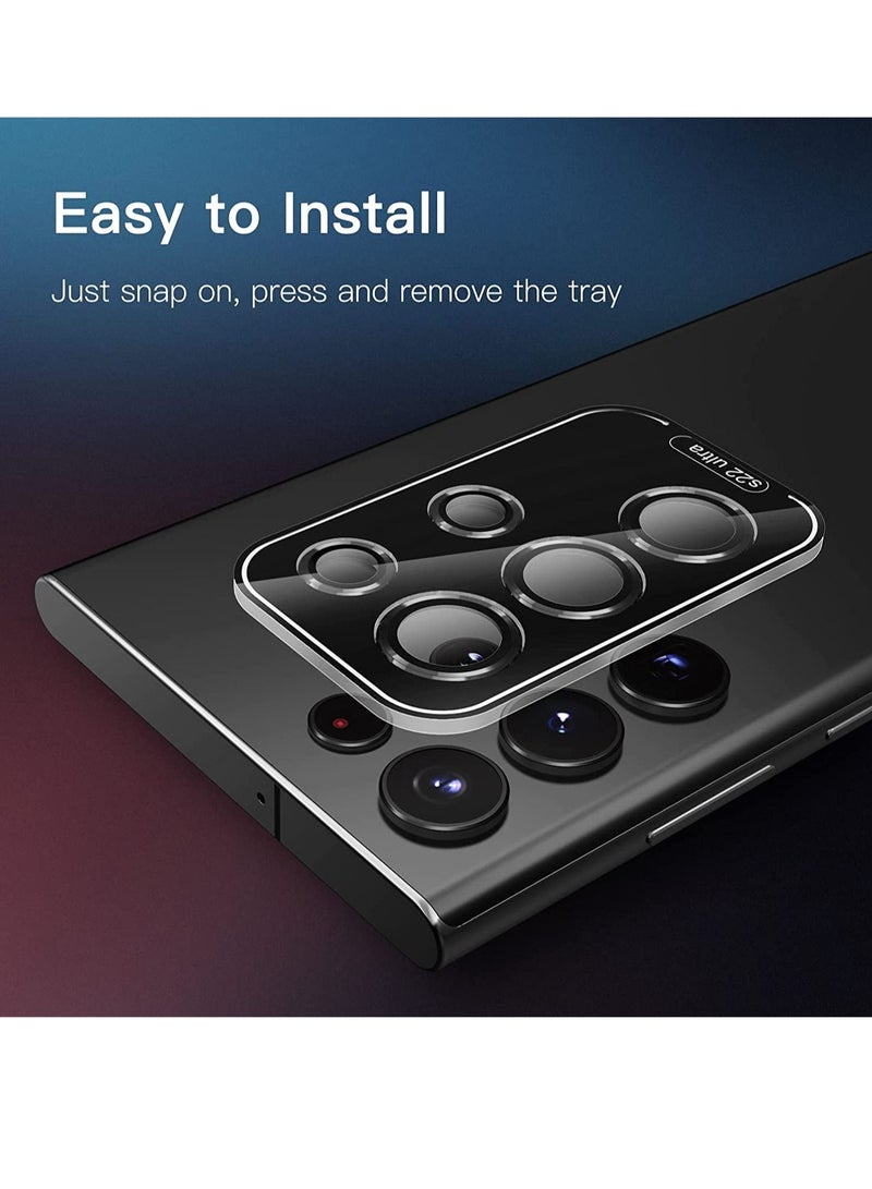 Camera Lens Protector for Samsung Galaxy S23 5G 6.1-Inch / S23 Plus 5G 6.6-Inch, 9H Tempered Glass Metal Individual Ring Cover, Easy Installation Tray, HD Clear, Set of 3 - Image 4