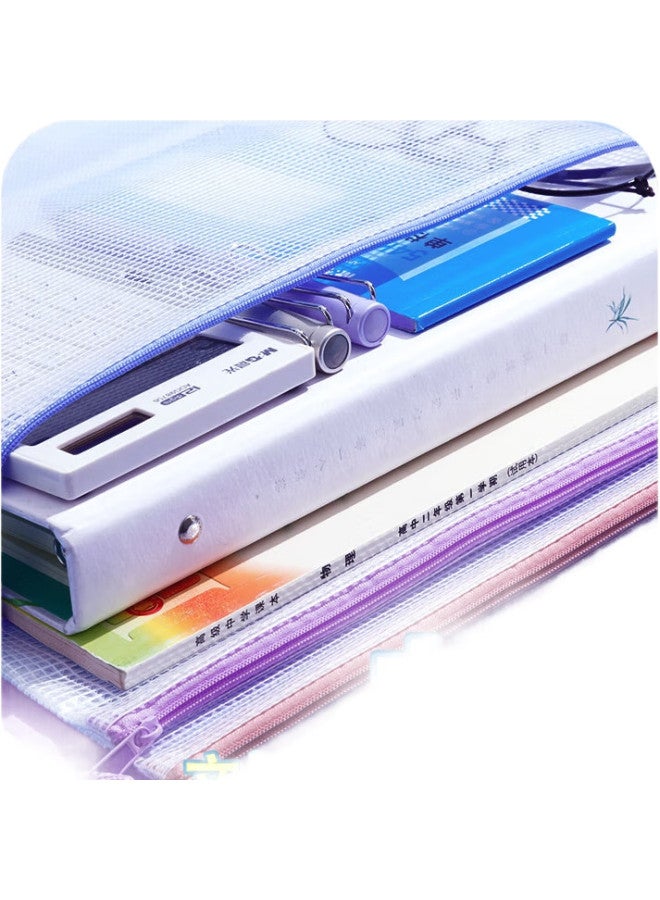M.G M&G Stationery Student Subject Pouch A4 Subject Bag, Morandi Color Grid Bag, Zipper Bag, Document Classification Storage Bag, Transparent Exam Paper Bag, Homework Receipt Bag, Stationery Bag Adm945R9 - Image 1
