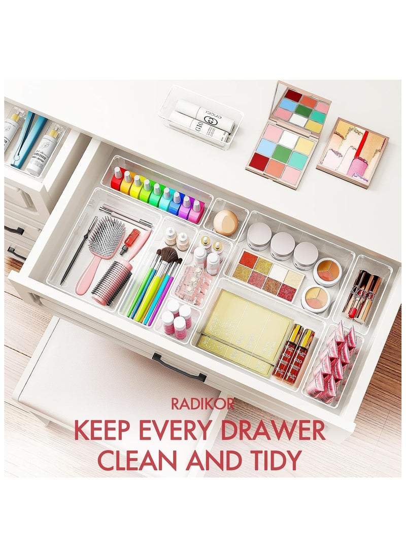 Generic Set of 31 clear plastic drawer organizers, multi-size, organize drawers in bathroom, makeup, jewelry, kitchen and office.  - Image 3