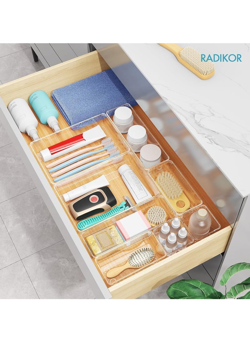 Generic Set of 31 clear plastic drawer organizers, multi-size, organize drawers in bathroom, makeup, jewelry, kitchen and office.  - Image 5