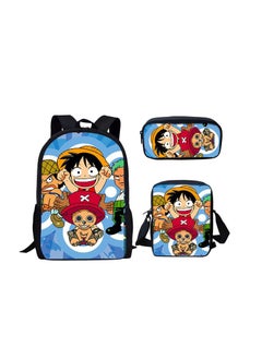 Cartoon anime backpack for primary and secondary school students, large capacity casual lightweight backpack, cartoon shoulder bag, pencil case, pencil case, and pencil case