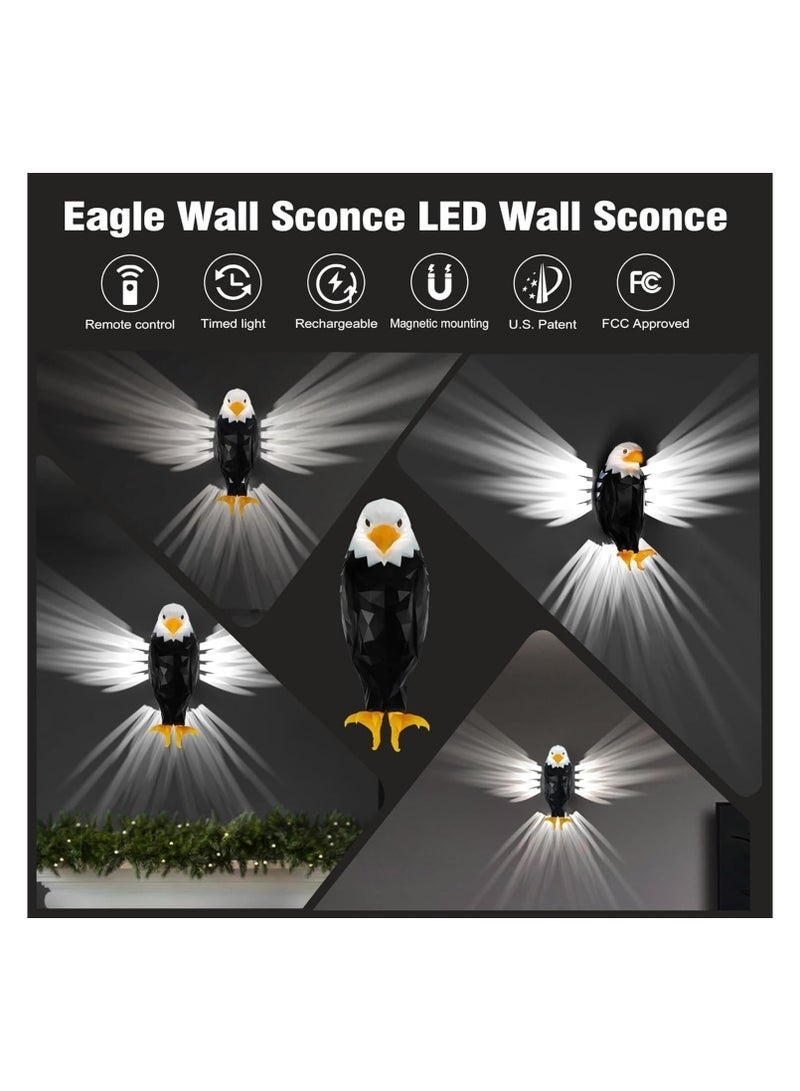 Magnetic Bald Eagle LED Wall Light with Remote Control, USB Charging, Battery Operated, Removable & Easy to Install – Decorative Indoor Lighting for Bedroom, Living Room, or Office - Image 3