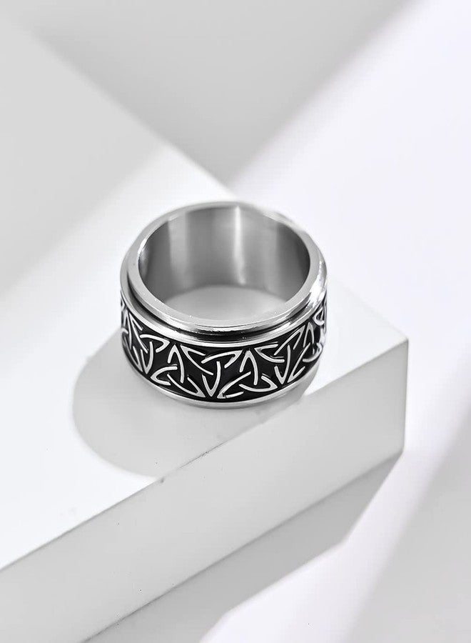 SINLEO Stainless Steel Anxiety Ring Celtic Knot Spinner Ring for Men Women Fidget Rings Stress Relieving Tool Jewelry for Anxiety Silver Size 10 - Image 3