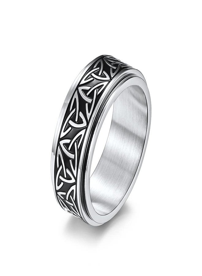 SINLEO Stainless Steel Anxiety Ring Celtic Knot Spinner Ring for Men Women Fidget Rings Stress Relieving Tool Jewelry for Anxiety Silver Size 10 - Image 1