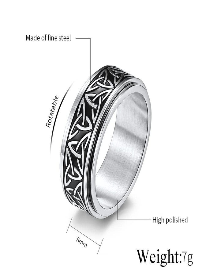 SINLEO Stainless Steel Anxiety Ring Celtic Knot Spinner Ring for Men Women Fidget Rings Stress Relieving Tool Jewelry for Anxiety Silver Size 10 - Image 2