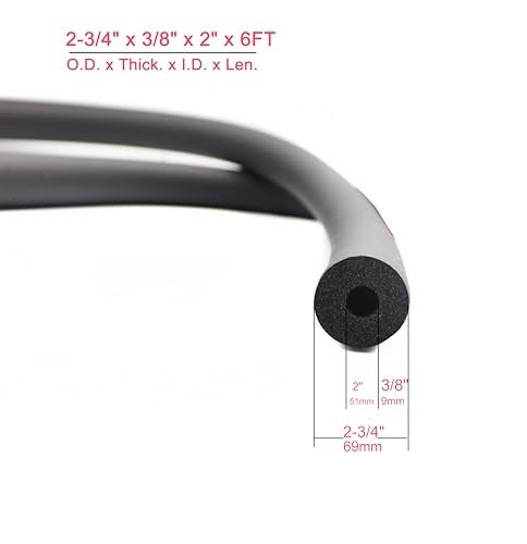 cSeao 2" ID Pipe Insulation Foam Tube (3/8" x 2" x 6FT) AC Uint Tubing, Guitar Stand Foam Tube, Hollow Pipe Cover,Exercise Machine Handle Protector and Roof Rack - Image 2