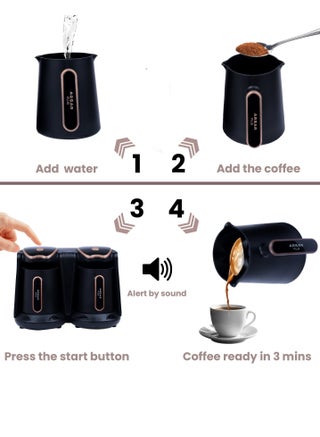 DOUBLE Automatic Turkish Coffee Maker Machine 1 to 8 Cups , 1200W Hıgh Power , Gold Color - view 4