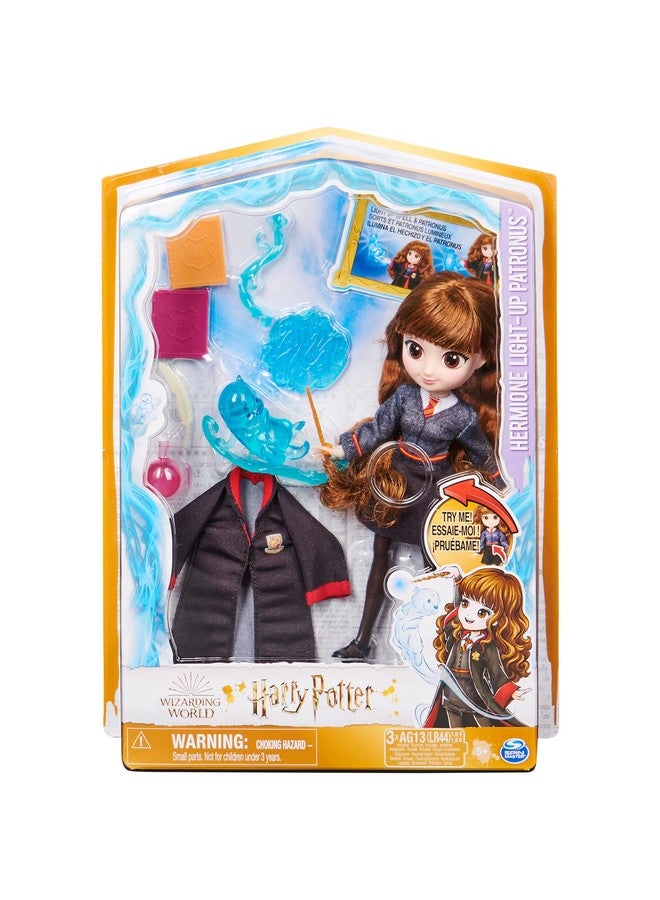 WIZARDING WORLD Harry Potter, 8-Inch Hermione Granger Light-Up Patronus Doll With 7 Doll Accessories And Hogwarts Robe, Kids Toys For Ages 5 And Up - Image 1