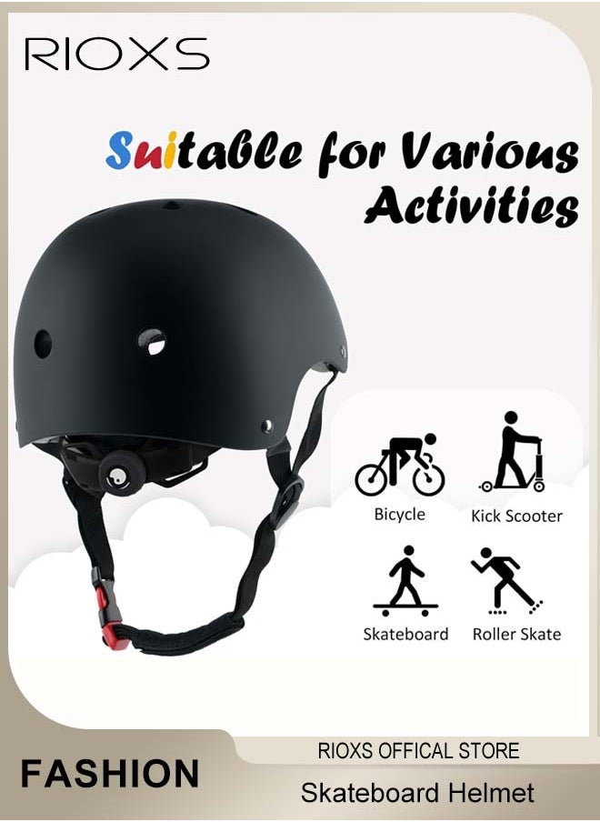 RIOXS - Skateboard Helmet for Adults and Kids Cycling Accessories Adjustable Head Circumference Safety Helmet Suitable for Bicycles Skateboards and Scooters - Image 1