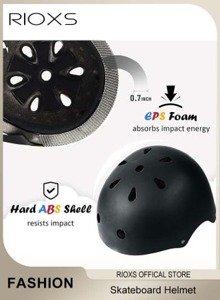 Skateboarding Helmets, Cycling Helmet for Youth and Adults, Adjustable Head Circumference Bike Helmets, Multi-Sport Skateboard Bicycle Helmet, Skateboard Helmet Impact Resistance Ventilation (Black, Size: 54cm-60cm) - view 4