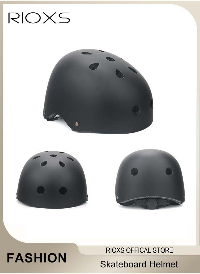 RIOXS - Skateboard Helmet for Adults and Kids Cycling Accessories Adjustable Head Circumference Safety Helmet Suitable for Bicycles Skateboards and Scooters - Image 1
