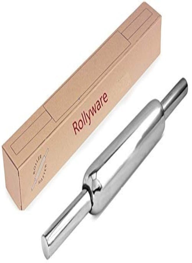 Rollyware Premium 100% Stainless Steel Smooth Rolling Pin/Belan for Baking, Doughs, Breads, Chapati -Slim, Non Stick, Lightweight with Better Grip & Easy to Wash - Image 1