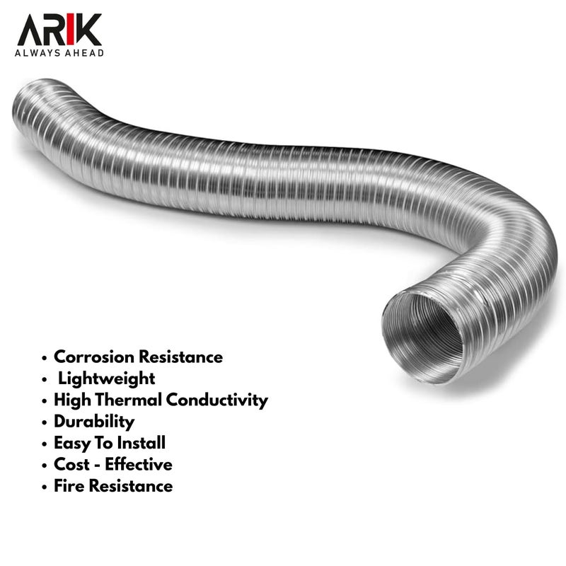 ARIK Kitchen Chimney Installation Kit Aluminium Exhaust Pipe (8 Feet) with free Cowl Cover 1 Pcs Aluminium Silver Tape 2 Mtr Roll, 2Pcs Clamps Flexible Aluminum Duct Pipe for Kitchen Chimney - Image 5