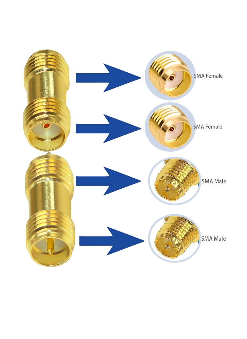 SUNSAR [2+2]PCS SMA Male to SMA Male and SMA Female to SMA Female Connector SMA Coupler  - Image 3
