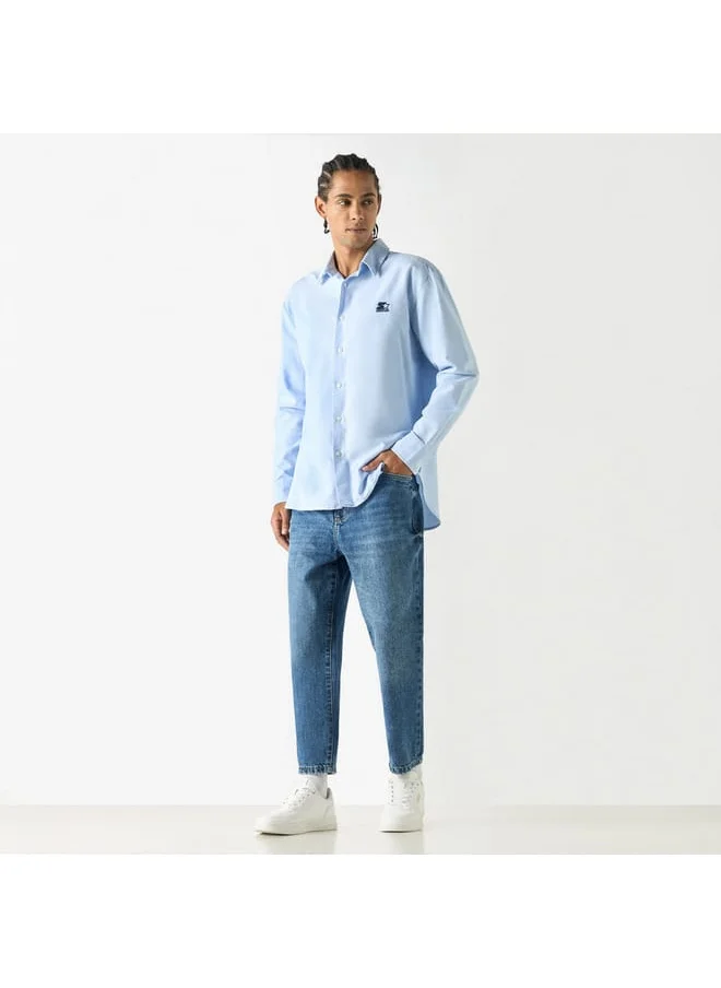 Lee Cooper Lee Cooper Solid Relaxed Fit Jeans with Button Closure
