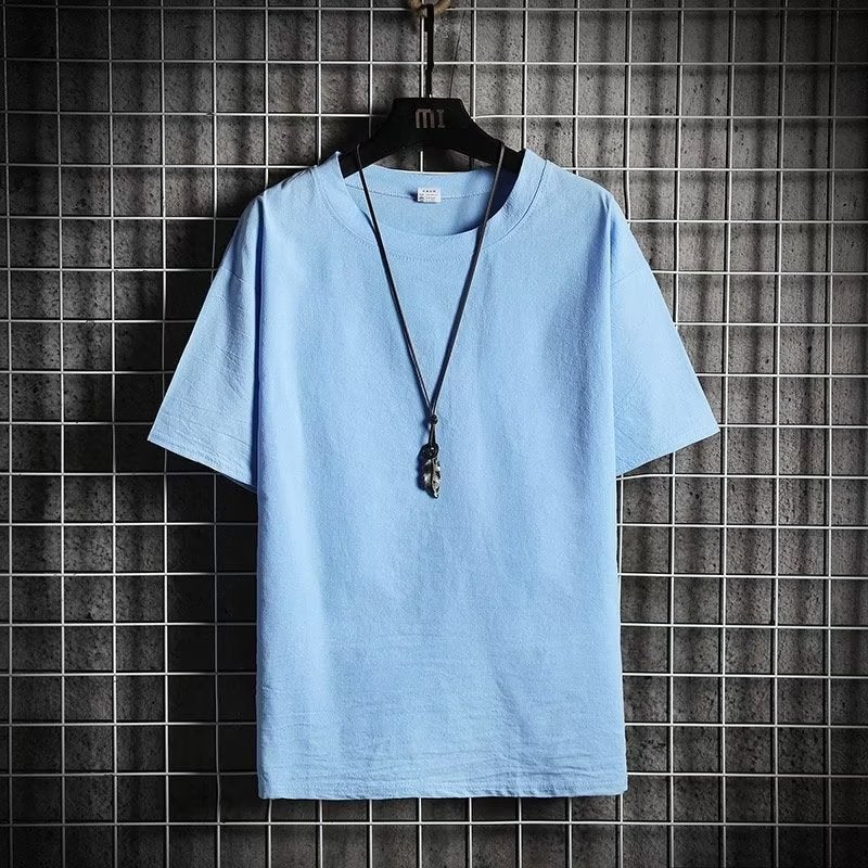 Factory Ant Ice Feeling T-Shirt Men'S Fashion Brand Trend Loose Cotton Linen Half Sleeve Solid Color T-Shirt - Image 5
