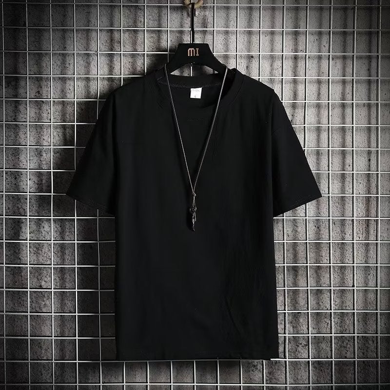 Factory Ant Ice Feeling T-Shirt Men'S Fashion Brand Trend Loose Cotton Linen Half Sleeve Solid Color T-Shirt - Image 1