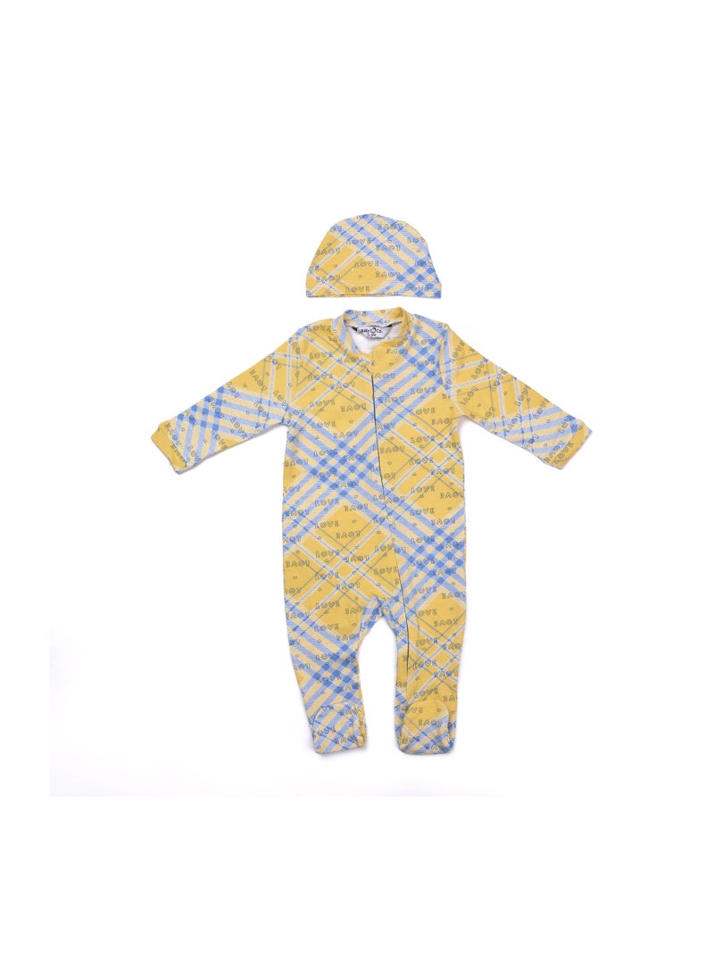 Baby Co. - Yellow/Blue & Stylish Blue Soft Cotton Bodysuits With Ice Caps (2 Pack) - Image 1