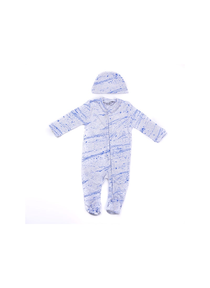 Baby Co. - Yellow/Blue & Stylish Blue Soft Cotton Bodysuits With Ice Caps (2 Pack) - Image 1