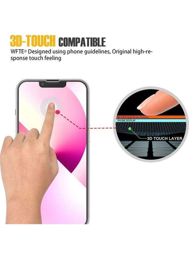 2-بيس iPhone 13/13 Pro واقي شاشة زجاجي مقوى شفاف - Image 3