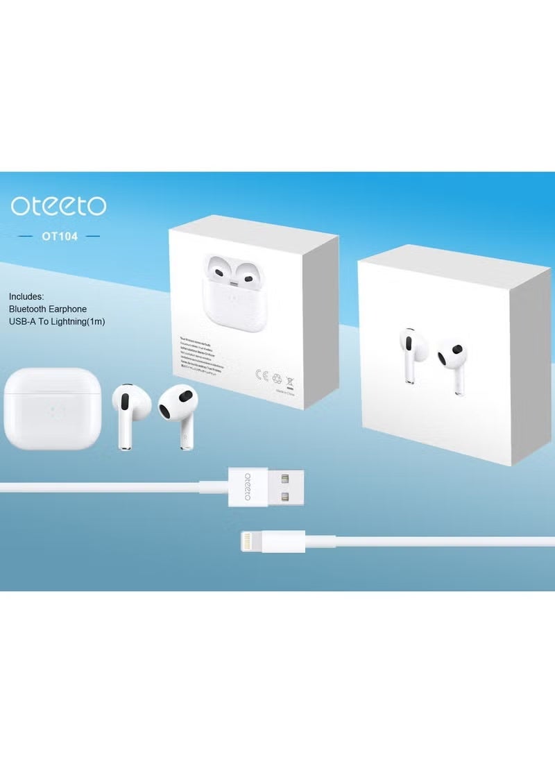 Oteeto OT104 Wireless Bluetooth Earphones with High Bass Sound, HD Clear Microphone, Multifunctional Touch Control, True Wireless Earbuds for Music and Calls, Compatible with Android and iOS Mobiles and Tablets - Image 5
