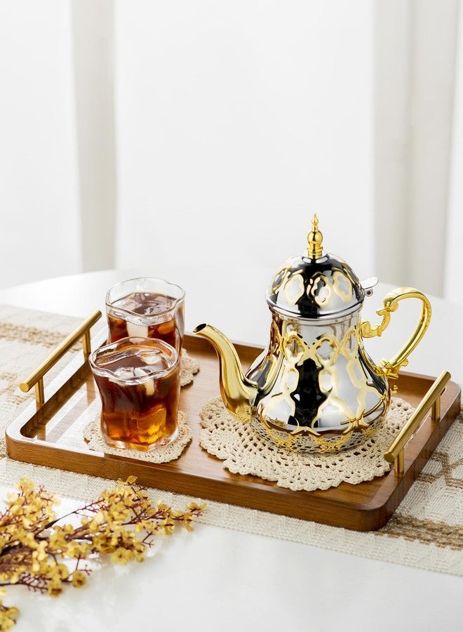 shoxil Moroccan Teapot 1.2L Arabic Style Stainless Steel Moroccan Traditional Religious Style Teapot - Image 3