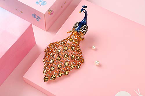 Furuida Trinket Box with Hinged Blue Peacock Crystal Ornament Decorative Hinged Jewelry Box Ring Store Luxurious Gift for Home Decor - Image 4