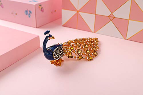 Furuida Trinket Box with Hinged Blue Peacock Crystal Ornament Decorative Hinged Jewelry Box Ring Store Luxurious Gift for Home Decor - Image 5