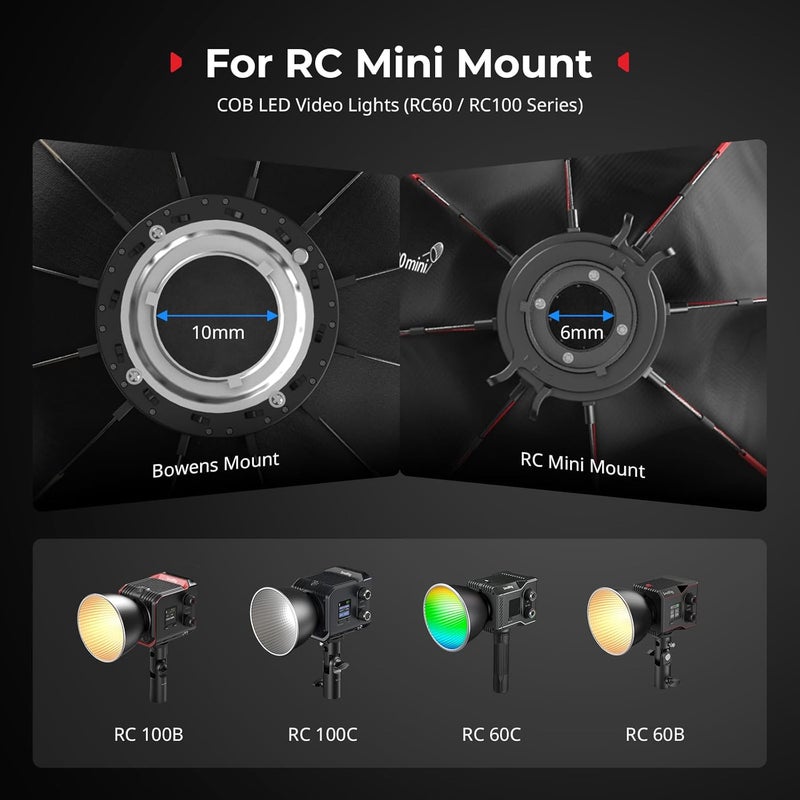 SMALLRIG صندوق ضوء بارابوليك صغير RC 60B COB RA-D30 29 سم مع إطلاق سريع متوافق مع ضوء الفيديو LED RC 60B COB - 4358 - Image 5