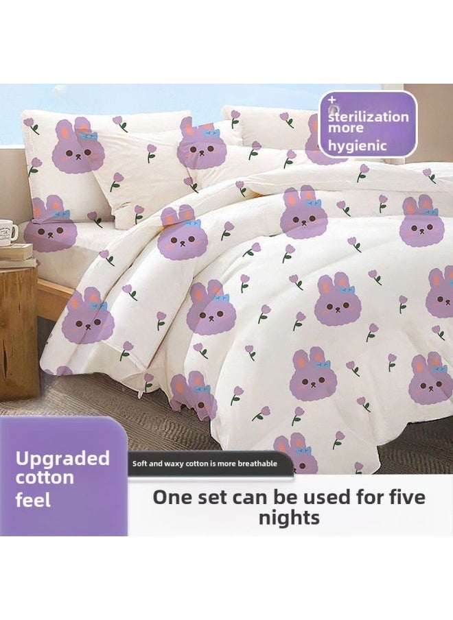 Generic Disposable Four-piece Bed Sheet Quilt Cover Quilt Cover Pillowcase Thickened Dirty Hotel Disposable Bedding-Color:Single Pure White Three-piece Set [no-wash And Dirt-proof]  - Image 4
