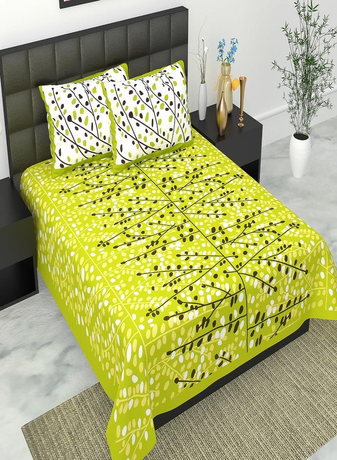 BedZone 100% Cotton Rajasthani Jaipuri Traditional King Size Double Bed Bedsheet with 2 Pillow Covers - Multi23 - Image 1