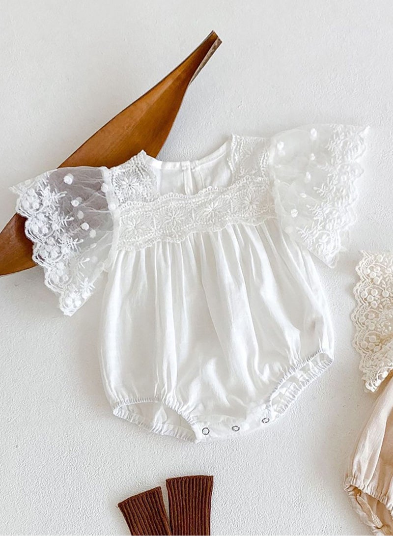 Bafanou ‌Bafanou Summer Solid Baby Girls Romper | Newborn Casual  Jumpsuit Outfit 0-24M Breathable  - Image 4