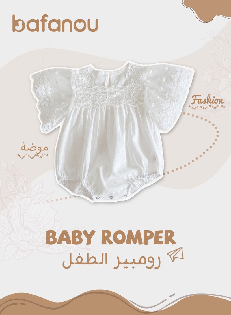 Bafanou ‌Bafanou Summer Solid Baby Girls Romper | Newborn Casual  Jumpsuit Outfit 0-24M Breathable  - Image 1