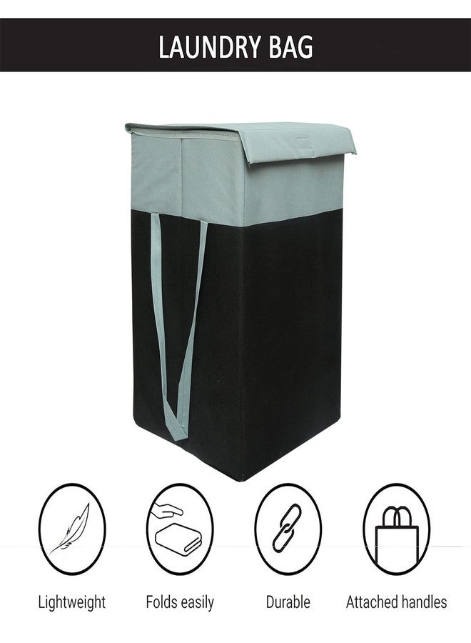 ABBASI Large Laundry Bag 75L Durable and Collapsible Foldable Laundry Basket with Lid Storage Bag with Side Handles for Clothes & Toys Bedroom Kids Room & Bathroom (Pack of 2, Grey & Black) - Image 3