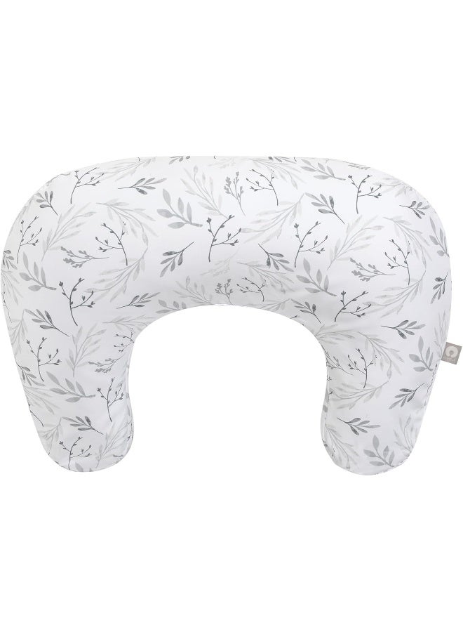 Boppy Nursing Pillow, Gray Gentle Leaves, Larger, Firmer, More Supportive Pillow for Breastfeeding and Bottle Feeding - Image 1