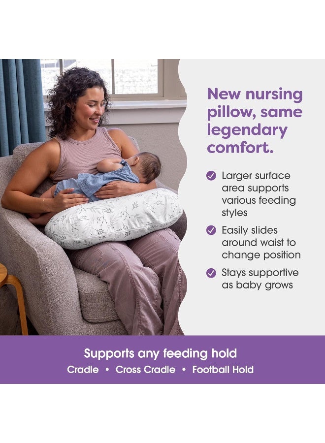 Boppy Nursing Pillow, Gray Gentle Leaves, Larger, Firmer, More Supportive Pillow for Breastfeeding and Bottle Feeding - Image 2