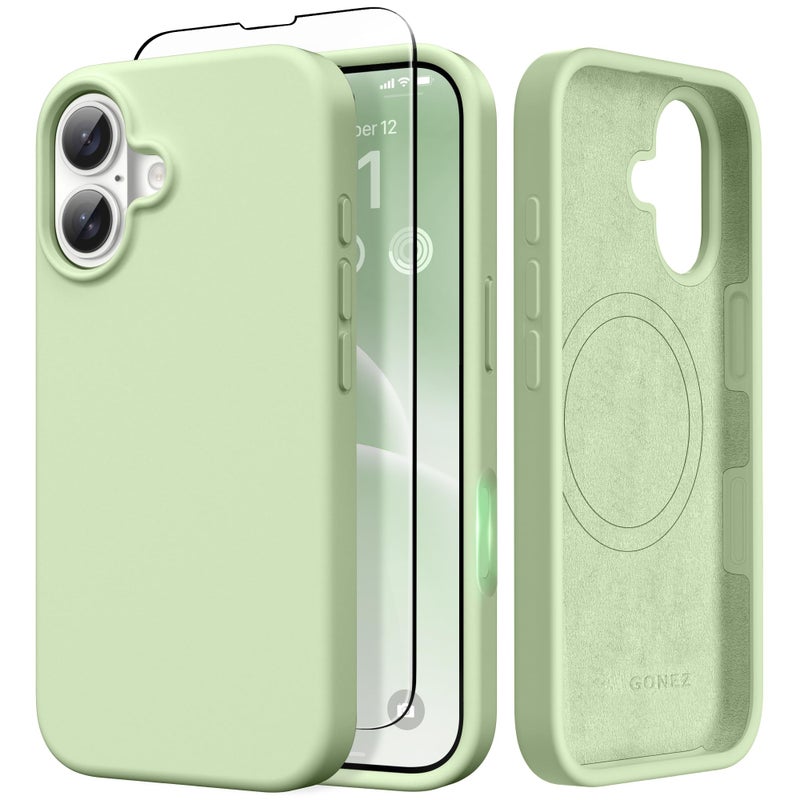 GONEZ Magnetic for iPhone 17 Case Compatible with MagSafe AntiScratch Microfiber Lining Screen Protector Silicone Camera Control Shockproof Slim Phone Cover 63 inch Green - Image 3