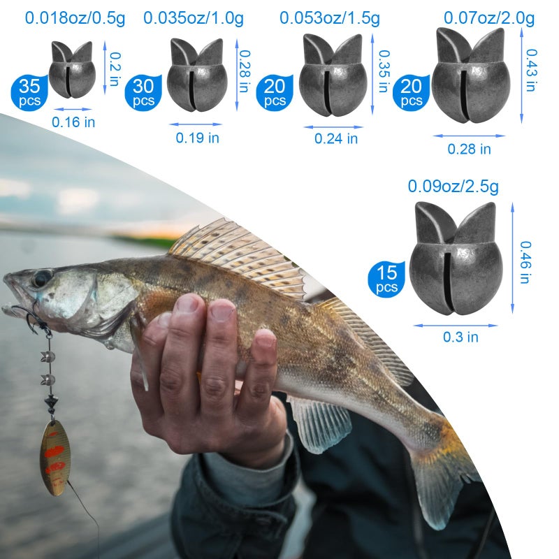 SANWEAL120PCS/200PCS Fishing Weights Sinkers - Premium Split ShotFishing Weights Sinkers - Round Removable Fishing Sinkers - 5/6 Sizes - Image 4