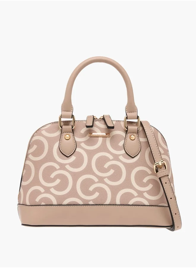 Celeste Womens Monogram Print Tote Bag With Detachable Strap And Zip Closure