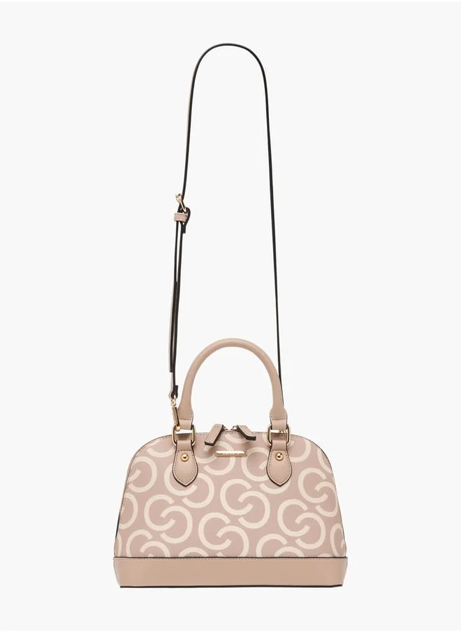 Celeste Womens Monogram Print Tote Bag With Detachable Strap And Zip Closure